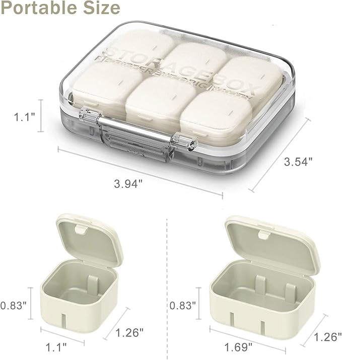 Pill Organizer SOFISO 4/6 Grid Free Assembly Travel Medicine Organizer 10 Day Pill Organizer Portable Pill Box Waterproof Pill Case Daily Medication Carry Case for Vitamins, Fish Oils, Supplements