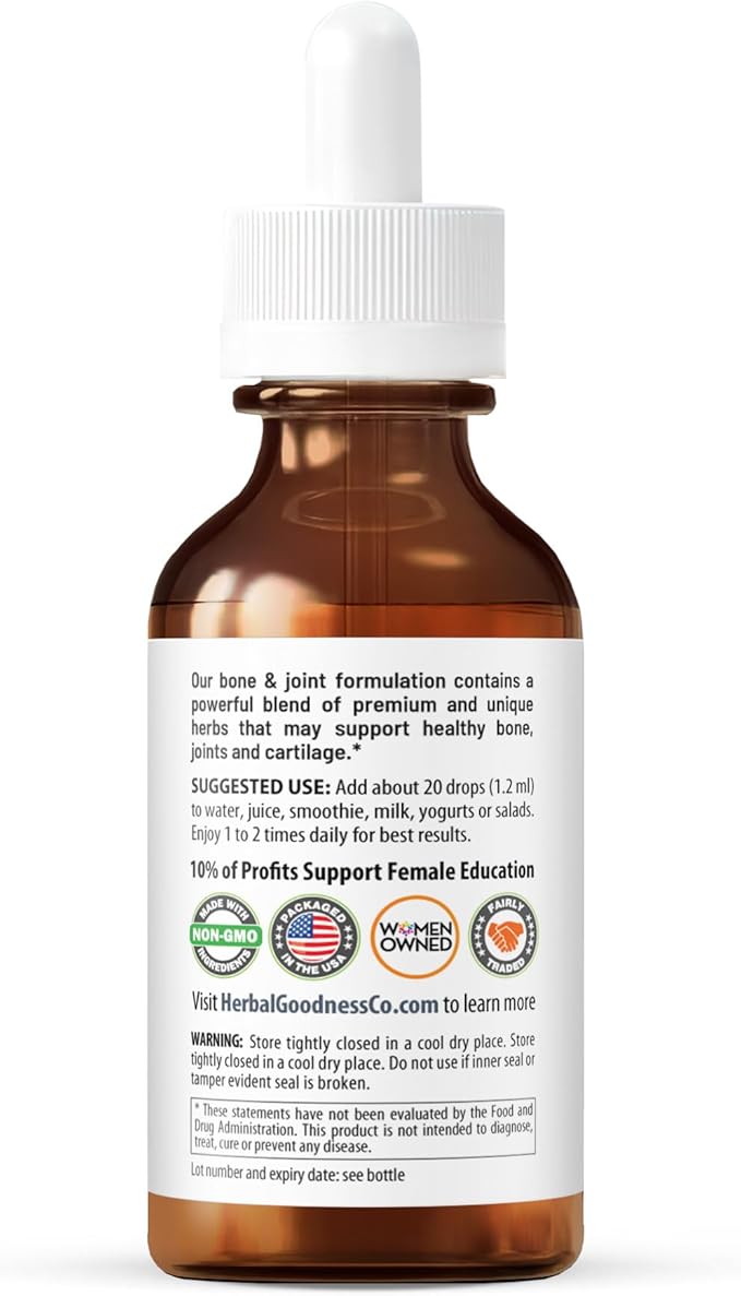 Herbal Goodness Joint Be Happy Liquid Extract 2oz – Organic Joint & Bone Health Support with Glucosamine, Chondroitin, Magnesium & Herbal Blend for Men & Women