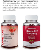 Amazon Basics Vitamin B12 3000 mcg, Normal Energy Production and Metabolism, Immune System Support, 100 Gummies (2 per serving), Pack of 2, Raspberry (Previously Solimo)