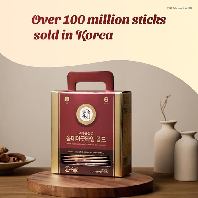 6 Year Korean Red Ginseng Shot Gold - 15mg Ginsenosides - HACCP Made in Korea 100 Packets