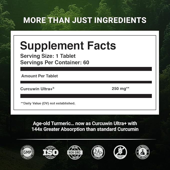 The Wellness Project Turmeric Curcumin with Curcuwin Ultra+ 250mg | Supports Joint, Muscle & Lung Health | for Mobility & Recovery | for Women & Men | 60 Tablets – 2 Month Supply (Pack of 2)