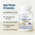 Nordic Naturals Pro Vitamin D3 Gummies, Wild Berry - 60 Gummies - 1000 IU Vitamin D3 - Great Taste - Healthy Bones, Mood & Immune System Function - Non-GMO - 60 Servings