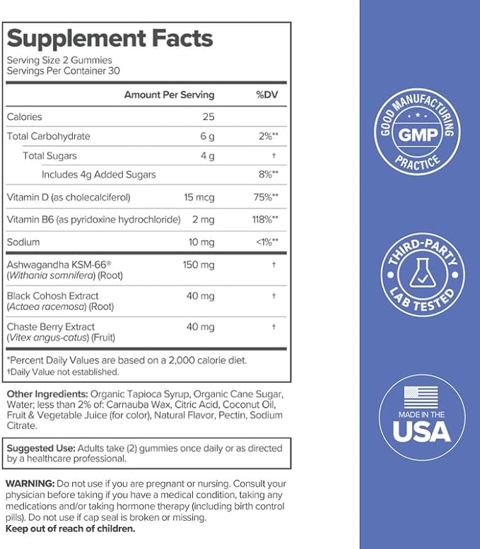 O Positiv MENO Gummies for Menopause, 30 Servings (Pack of 2) - Hormone-Free Supplements for Women with Black Cohosh & Ashwagandha KSM-66 - Helps Alleviate Hot Flashes, Night Sweats, & Mood Swings