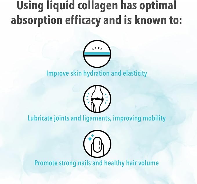 Liquid Marine Collagen Peptides for Women Men – 8000mg Hydrolyzed Collagen Liquid Supplement with Biotin & Vitamins for Hair Growth, Skin, Nails & Joints, Lemon Flavor, Sugar-Free, 14 Sachets