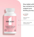 One A Day Pregnancy Planning Prenatal Multivitamin for Women, Pre Pregnancy Vitamins for Women with Methylfolate, Folic Acid, Zinc, Vitamin B12 & Vitamin D to Support Reproductive Health, 60 Tablets