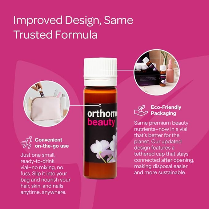 Orthomol Beauty, Women's Beauty Supplement, 7-Day Supply, Supports Hair, Skin, and Nail Health, Collagen Supplement with Coenzyme Q10