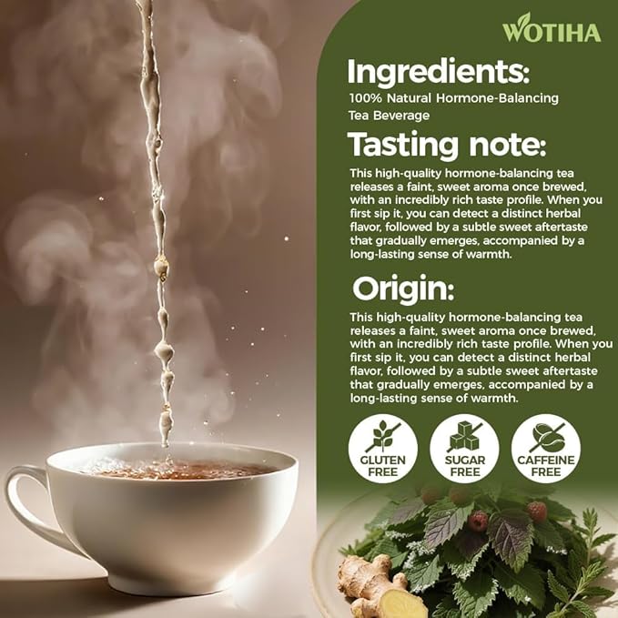 Natural Hormone Balance Tea 120g.100% natural ingredients Raspberry Leaf,Nettle Leaf,Ginger,Spearmint Leaf Hormone Herbal tea.for PMS & PCOS Supplements.