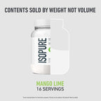 Isopure Clear Whey Isolate Protein Powder, Lactose Free, Gluten Free, Naturally Flavored, Mango Lime, 20g Protein Per Serving, 14.1 Oz, 16 Servings (Packaging May Vary)
