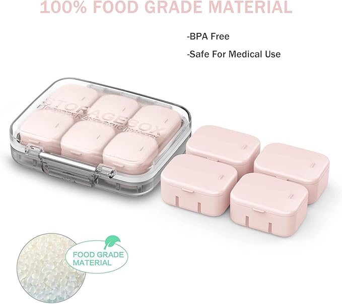 4/6 Grid Free Assembly Travel Medicine Organizer 10 Day Pill Organizer Portable Pill Box Waterproof Pill Case Daily Medication Carry Case for Vitamins, Fish Oils, Supplements