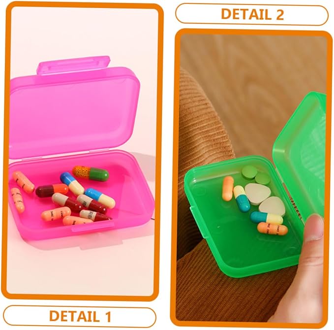 4pcs Small Plastic Travel Pill Boxes with Tight Seal Portable Vitamin Organizer for Daily Medicine Storage Multi Color Mini Rectangular Containers for Jewelry and Small Items