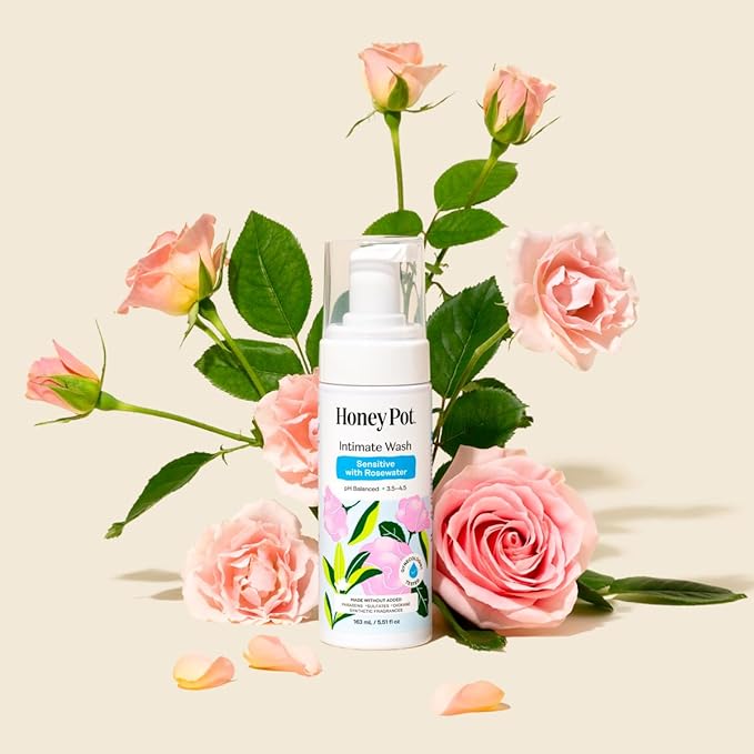 The Honey Pot Company - Feminine Wash - Herbal Infused - Sensitive Skin Types - PH Balanced Plant Based Hygiene Products - Sensitive w/Rosewater - 5.51 Fluid Oz.