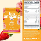 Be Amazing Vegan Protein Powder | 20g Plant-Based Protein with Prebiotics Fibers | Sugar-and-Gluten-Free Shake Mix, Low Carb, Non-Dairy Smoothie | Dole Whip Strawberry, 25 Servings