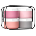 kuangre Travel Containers for Toiletries, Silicone Cream Jars BPA-Free, Leak-proof 2oz Travel Size Containers, Portable Size Silicone Jars with Lid for Cosmetic Face Hand Body Cream (4 Pack)