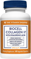 The Vitamin Shoppe Collagen Type II 1000MG - Joint Health, Cartilage Support & Flexibility, with Hyaluronic Acid (60 Vegetable Capsules)