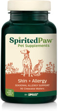 Spirited Paw Skin + Allergy - Seasonal Allergy Support - Aids Skin Health & Shinier Coats - Non-GMO Colostrum & Licorice Root Chews - Pet Supplement for Dogs & Cats - 90 Chewable Wafers