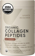 Sports Research Organic Collagen Peptides - Hydrolyzed Type I & III Collagen - Sustainable & Traceable Formula - Chocolate - 30 Servings