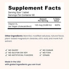 EZ Melts Dissolvable Vitamin D3 5,000 IU - Vegan Vitamin D Supplement for Bone & Teeth Support - No Artificial Flavors - Plant-Based & Non-GMO - Green Apple - 180 Dissolvable Tablets (180 Servings)
