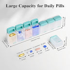 KOVIUU Weekly Pill Organizer Magnetic, Removable Pill Box 7 Day 1 Time a Day, Large Pill Case Travel, Week Once Daily Medication Dispenser, Medicine Container Holder for Supplement Vitamin, Cyan