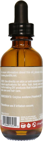 Plantlife Hazelnut Carrier Oil - Cold Pressed, Non-GMO, and Gluten Free Carrier Oils - for Skin, Hair, and Personal Care - 2 oz