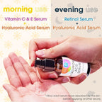 GLEOW Retinol Serum for Face, Vitamin C with Hyaluronic Acid Face Serum for Women and Men, Glow Skin Care Set Total Package Targets Appearance of Uneven Skin Tone and Dryness 3x1oz