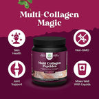Natures Craft Multi Collagen Protein Powder for Women and Men - Keto Hydrolyzed Collagen Peptides 45 Servings Hair Skin and Nails Vitamins - Unflavored Bovine Type 1 3 for Bone Joint Support - 454g