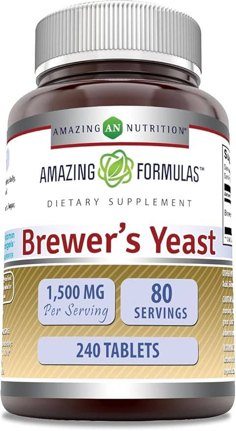 Amazing Nutrition Brewers Yeast Tablets - 7.5 Grain Capsule 500mg 240 Tablets - Supports Healthy Digestion * Promotes Heart Health