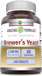 Amazing Nutrition Brewers Yeast Tablets - 7.5 Grain Capsule 500mg 240 Tablets - Supports Healthy Digestion * Promotes Heart Health