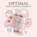 Hair Vitamins Gummies - Sugar Free Hair Growth Support Gummy with Biotin 5000 mcg Per Serving, Vitamin A, B12, C, D, E, Folic Acid - Supports Strong Beautiful Hair and Nails, Vegetarian - 60 Gummies