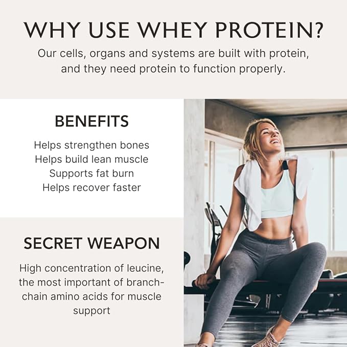 Alaya Naturals - Grass Fed Whey Protein Powder - Vanilla Flavor, All Natural, Hormone Free - 20g Protein per Serving - Non-GMO, rBGH Free, Gluten Free - Great Source of BCAA