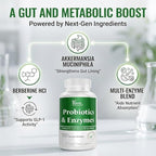 GLP-1 Support Enzymes, Pre & Probiotics for Digestive Health, Berberine Weight Loss Support, Akkermansia Muciniphila for Women & Men | Gut Health, Bloating Relief, 30 Ct