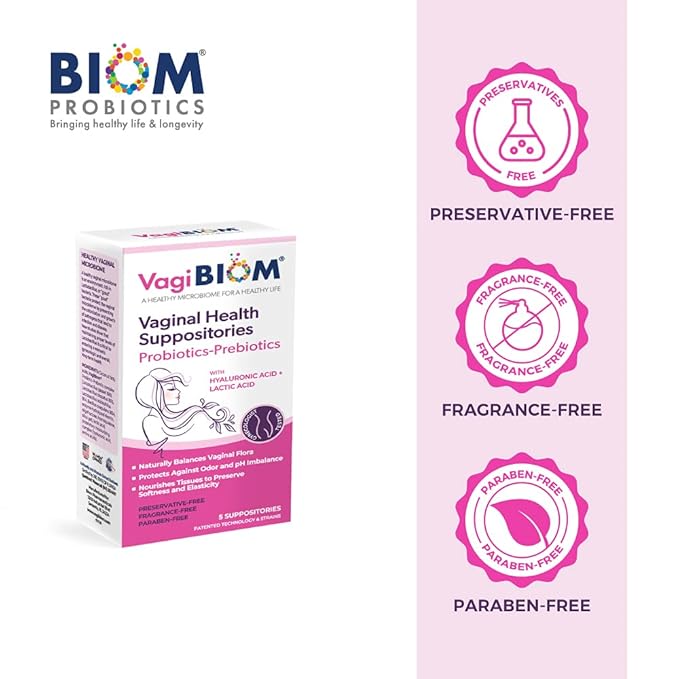 VagiBiom Lactobacillus Suppository: Microbiome Flora balance and Odor Control Regimen; Balance and Nourishes Healthy Flora; Paraben-Free Preservative-Free