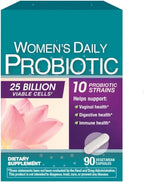 Women's Daily Probiotic, 25 Billion Viable Cells, 90 Vegetarian Capsules, 10 Probiotic Strains, Supports Vaginal, Digestive, Immune Health Sold by TD