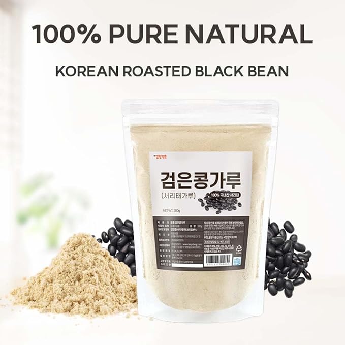 Roasted Korean Black Soybean Powder – 100% Toasted Seoritae from Korea, Fine Ground, Plant-Based Ingredient for Smoothies, Drinks, and Cooking 볶은검은콩가루 볶은서리태가루 (10.6 oz (300g), Roasted Black Bean)