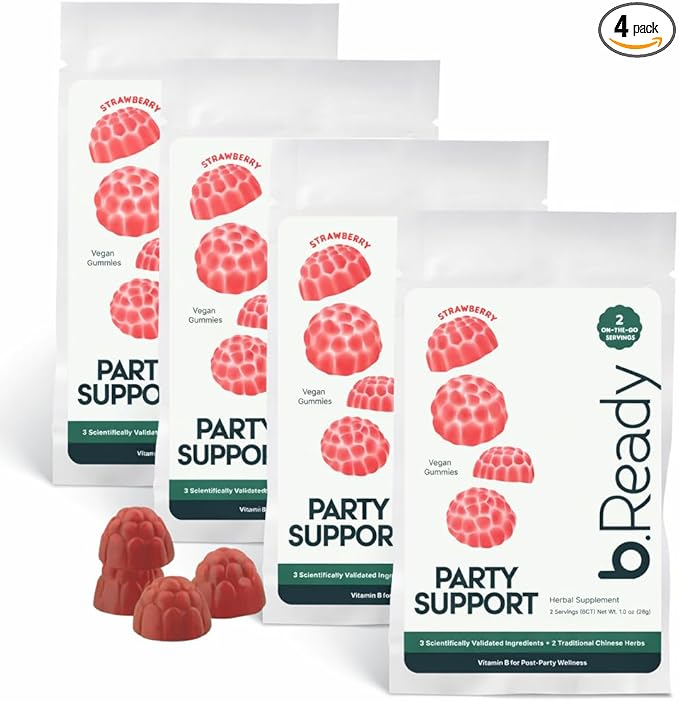 b.Ready Hangover Relief Morning Recovery Gummies for Post-Celebration Wellness, Milk Thistle Hangover Prevention Formula| Vegan Gummies Better Than Patches (32 Counts)