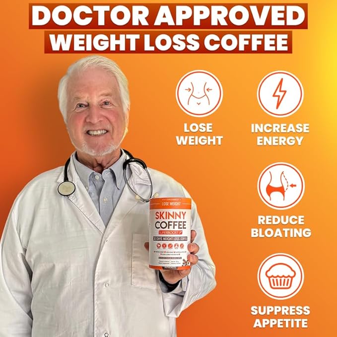 Skinny Coffee Super Boost Weight Loss Coffee, Belly Fat Burner for Women & Men, Sugar-Free Keto Vegan, Reduces Bloating, Supports Energy & Metabolism, Appetite & Cravings Control (30 Servings)