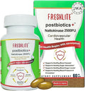 FRESHLITE 2500FU Premium NSK-SD Nattokinase & Vegan Postbiotics for Cardiovascular Support | Blood Pressure, Cholesterol & Heart Health | JNKA Certified | Non-GMO, Gluten-Free, 60 Capsules Japan Made