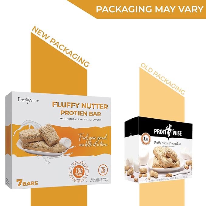 ProtiWise – High Protein 15g Bar | 7/Box | Weight Loss, Diet, KETO Friendly, Hunger Control, Meal Replacement | Gluten Free, Low Fat, Low Sugar (Fluffy Nutter)