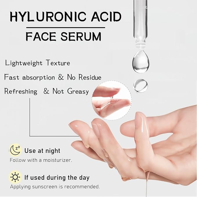 Hyaluronic Acid 2% + Vitamin B5 Face Serum, Moisturizing, Repairing Skin, Anti-aging, Soothing Dry Skin, Enhancing Skin Elasticity, Feminine Plump & Smooth Skin Facial Care Serum