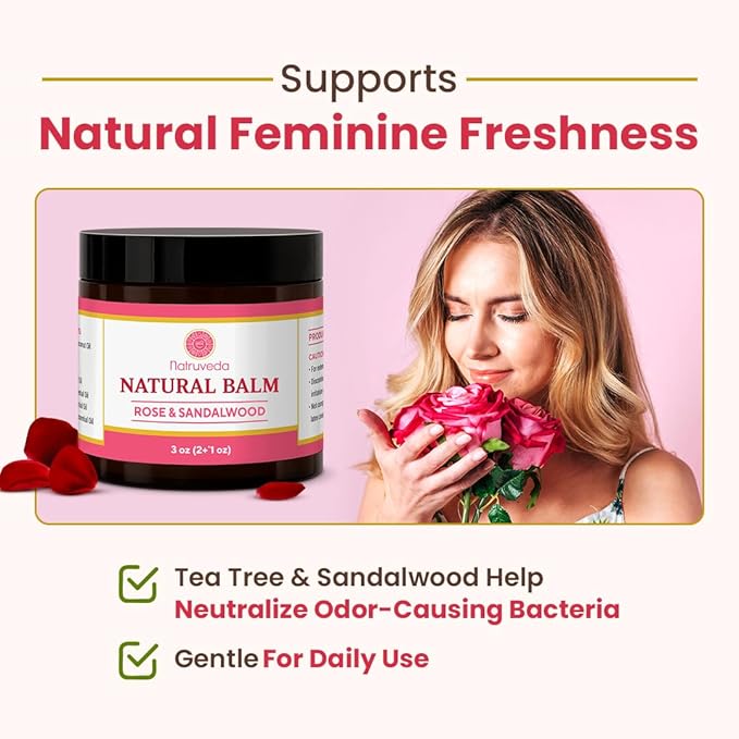 Vulva Balm for Women – Rose & Sandalwood | USA-Based Seller | Feminine Moisturizer & Intimate Care Balm | Soothes Dryness, Itching, Chafing & Odor | External Hydration Cream – 3 oz