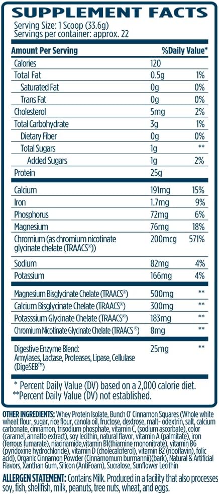 VMI Sports | ProtoLyte Whey Isolate Protein Powder | Low Calorie Whey for Weight Loss and Muscle Gain | Digestive Enzymes | Non-GMO (1.6 lb, Cinnamon Crunch)