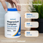 Nutricost Magnesium Complex 500mg, 240 Capsules - Magnesium Oxide, Citrate, and Glycinate - Gluten Free and Non-GMO