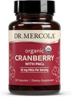 Dr. Mercola Organic Cranberry with PACs - Organic Cranberry Supplement for Urinary Tract Wellness* - Potent Antioxidants for Oxidative Stress Support* - Non-GMO, Gluten-Free, Soy-Free - 30 Capsules