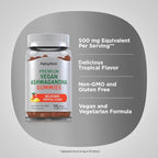 Piping Rock Ashwagandha Gummies Supplement | 75 Count | for Women and Men | Tropical Flavor | Vegan Formula | Non-GMO, Gluten Free