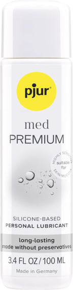 pjur med Premium – Top-Grade Silicone-Based Lubricant for Dry & Sensitive Mucous Membranes, No Preservatives, Extra Long-Lasting, 3.4 oz / 100 ml