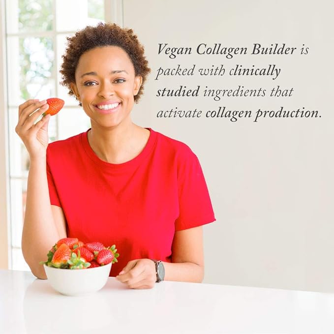 Vegan Collagen Builder - Organic Whole Foods Fruits + Veg, Silica, Lutein, Vitamin C, Biotin, Grape Seed - Amino Acids Glycine, Lysine + Proline Collagen Boosters (30 Servings, Tablets) (Pack of 2)