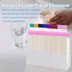 30Pcs Portable Protein Powder Travel Container Set, Reusable Powder Supplement Container To Go with 3Pcs Large Bags, 21Pcs Single-Dose Bags, 2Pcs Funnel & Spoon, Ideal for Gym & Travel