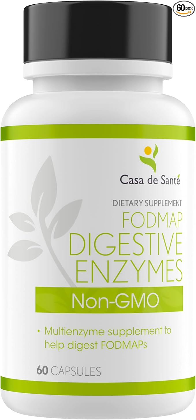 Casa de Sante FODMAP Digestive Enzymes, No High Inulin, Keto Carnivore Intolerance Support, 18 Multi Enzyme Amylase Bromelain Lipase Lactase Protease Papain Alpha galactosidase, More - No GMO