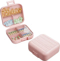 Small Travel Pill Box, Double Layer 7-Compartments Pill Organizer, 3.1" x 3.1" x 1.4" Portable Weekly Pill Case Container for Pocket, 7 Day Compact Medicine Holder for Vitamins, Fish Oils Pink