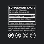 LifeSeasons Rhodiola Root 600mg per 2 Capsules – Adaptogenic Supplement for Natural Energy Mental Clarity Mood Balance Stress Support – 60 Vegan Capsules, Non‑GMO, Gluten‑Free