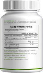 Myo-Inositol & D-Chiro Inositol Supplement for Women (40:1) | 2,050mg Per Serving | 240 Veggie Capsules | with Folate, Vitamin D3 & Vitex | Hormonal Balance & Cycle Support | Non-GMO